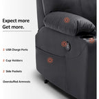 Fauteuil inclinable électrique avec massage et chaleur, 3 positions, ports USB, similicuir