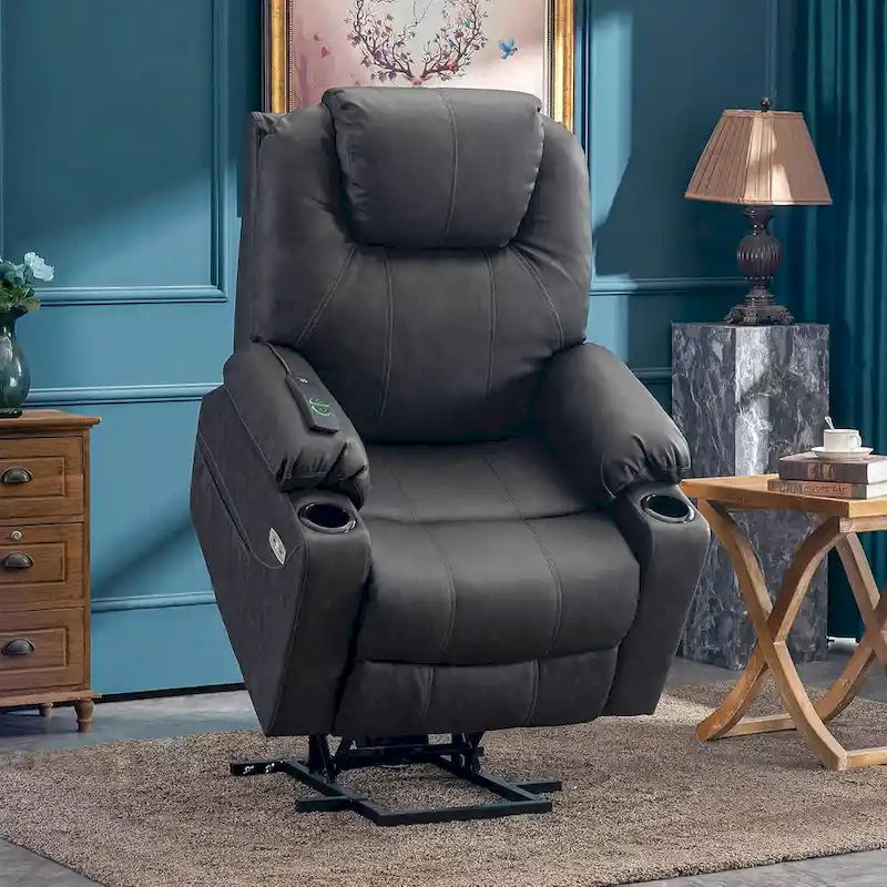 Fauteuil inclinable électrique avec massage et chaleur, 3 positions, ports USB, similicuir