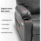 Fauteuil inclinable électrique avec massage et chaleur, 3 positions, ports USB, similicuir