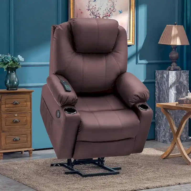 Fauteuil inclinable électrique avec massage et chaleur, 3 positions, ports USB, similicuir