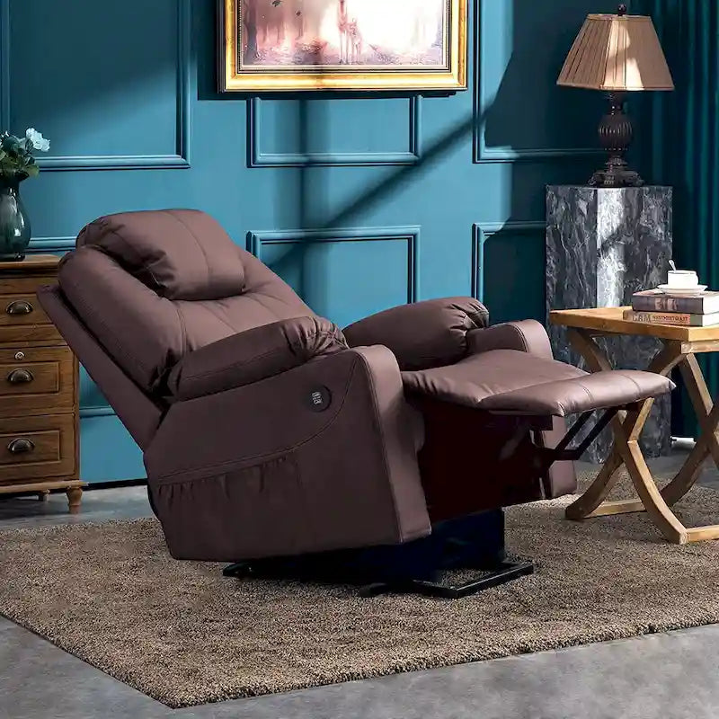 Fauteuil inclinable électrique avec massage et chaleur, 3 positions, ports USB, similicuir