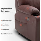 Fauteuil inclinable électrique avec massage et chaleur, 3 positions, ports USB, similicuir