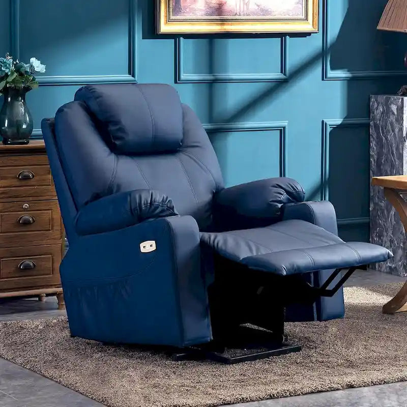 Fauteuil inclinable électrique avec massage et chaleur, 3 positions, ports USB, similicuir