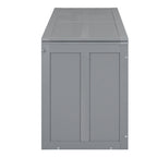 Lit escamotable Queen gris avec bureau pivotant et étagères - Design gain de place en pin massif et MDF
