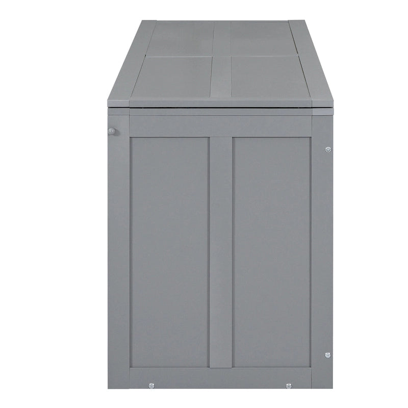 Lit escamotable Queen gris avec bureau pivotant et étagères - Design gain de place en pin massif et MDF