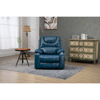 Fauteuil inclinable releveur surdimensionné en cuir PU avec massage, chauffage lombaire, porte-gobelet, inclinaison à plat 180°