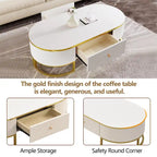 47.2 Table basse moderne avec décor en métal doré et tiroirs intégrés