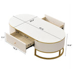 47.2 Table basse moderne avec décor en métal doré et tiroirs intégrés