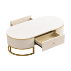 47.2 Table basse moderne avec décor en métal doré et tiroirs intégrés