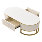 47.2 Table basse moderne avec décor en métal doré et tiroirs intégrés
