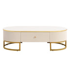 47.2 Table basse moderne avec décor en métal doré et tiroirs intégrés