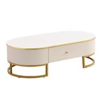47.2 Table basse moderne avec décor en métal doré et tiroirs intégrés