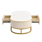 47.2 Table basse moderne avec décor en métal doré et tiroirs intégrés