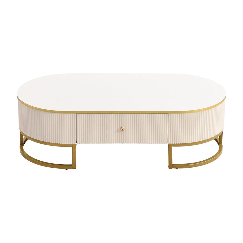47.2 Table basse moderne avec décor en métal doré et tiroirs intégrés
