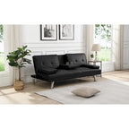 Canapé convertible avec accoudoirs et pieds en acier inoxydable - 31.70 x 66.10 x 28.30