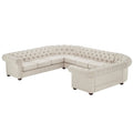 Canapé d'angle Chesterfield en U avec accoudoirs arrondis et capitonnage