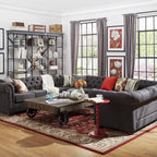 Canapé d'angle Chesterfield en U avec accoudoirs arrondis et capitonnage