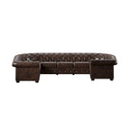 Canapé d'angle Chesterfield en U avec accoudoirs arrondis et capitonnage