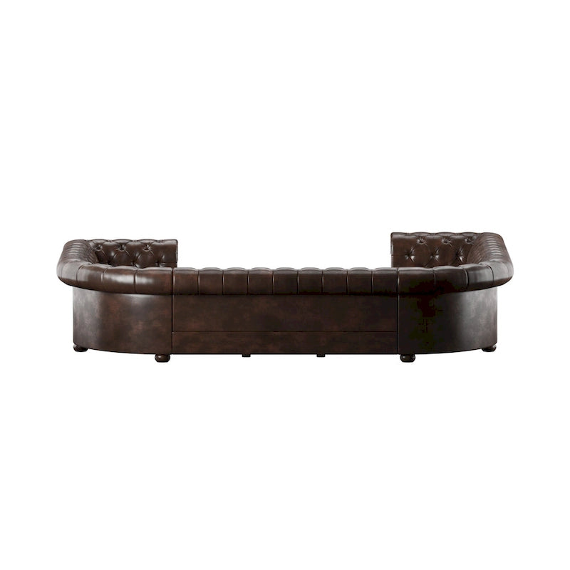 Canapé d'angle Chesterfield en U avec accoudoirs arrondis et capitonnage