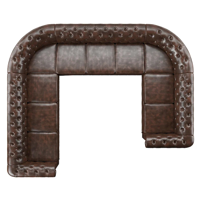 Canapé d'angle Chesterfield en U avec accoudoirs arrondis et capitonnage