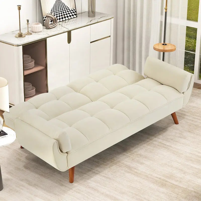 Canapé-Lit Futon 75.39 POUCES, Canapé-Lit Convertible Rembourré avec Dossier Inclinable Tufté et Divisé