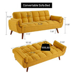 Canapé-Lit Futon 75.39 POUCES, Canapé-Lit Convertible Rembourré avec Dossier Inclinable Tufté et Divisé