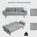 Canapé-Lit Futon 75.39 POUCES, Canapé-Lit Convertible Rembourré avec Dossier Inclinable Tufté et Divisé