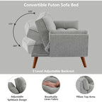 Canapé-Lit Futon 75.39 POUCES, Canapé-Lit Convertible Rembourré avec Dossier Inclinable Tufté et Divisé