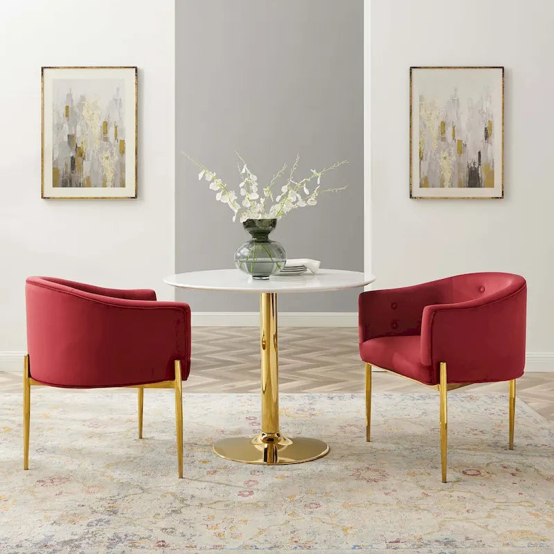 Fauteuils d'appoint capitonnés en velours de performance Savour – Paquet de 2