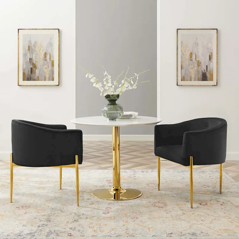 Fauteuils d'appoint capitonnés en velours de performance Savour – Paquet de 2