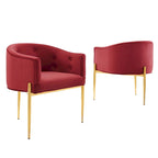 Fauteuils d'appoint capitonnés en velours de performance Savour – Paquet de 2
