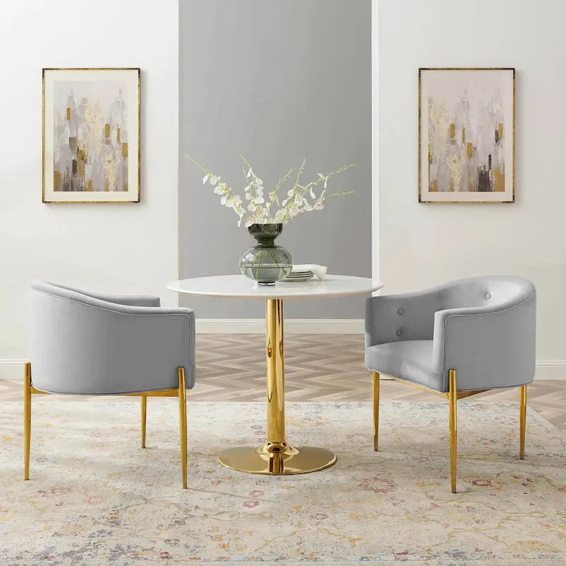 Fauteuils d'appoint capitonnés en velours de performance Savour – Paquet de 2