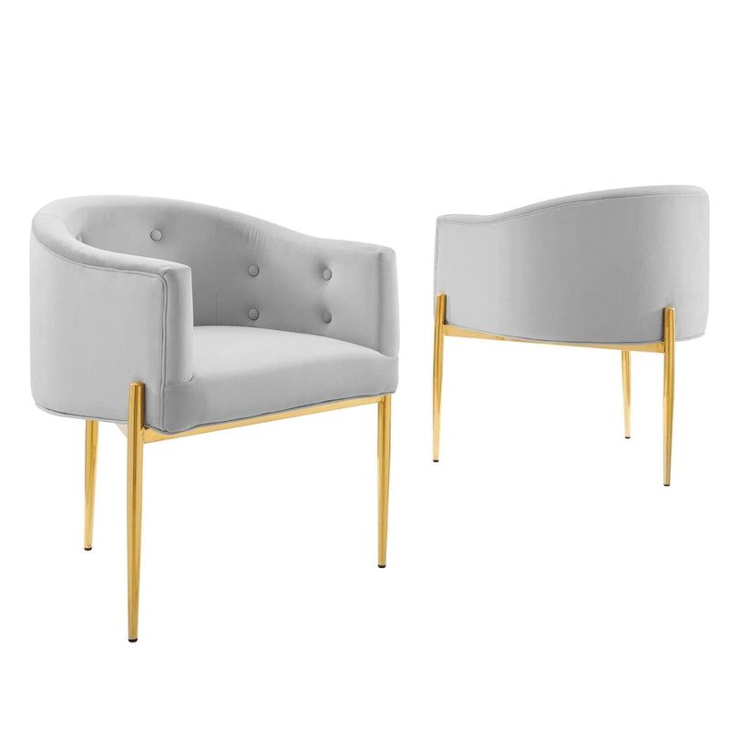 Fauteuils d'appoint capitonnés en velours de performance Savour – Paquet de 2