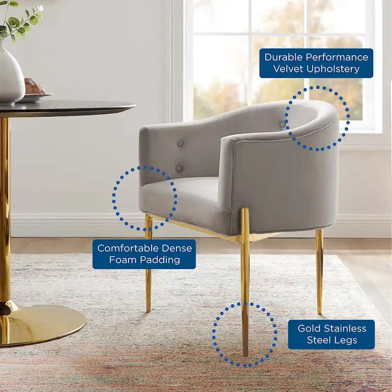 Fauteuils d'appoint capitonnés en velours de performance Savour – Paquet de 2