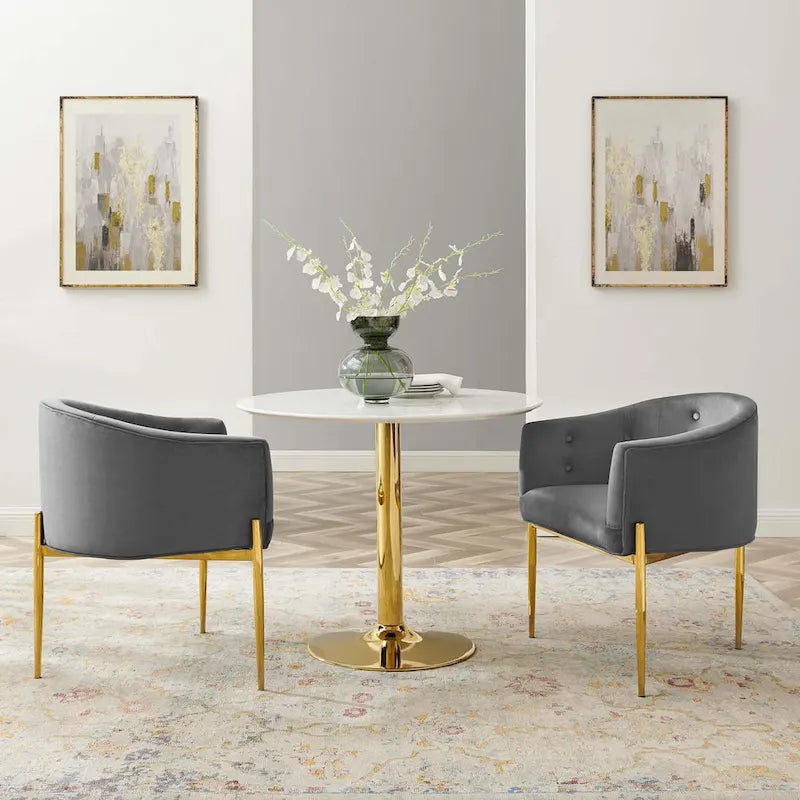 Fauteuils d'appoint capitonnés en velours de performance Savour – Paquet de 2