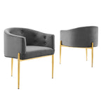 Fauteuils d'appoint capitonnés en velours de performance Savour – Paquet de 2