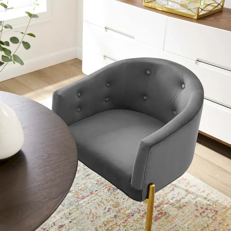 Fauteuils d'appoint capitonnés en velours de performance Savour – Paquet de 2