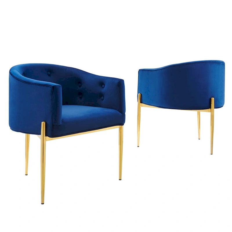 Fauteuils d'appoint capitonnés en velours de performance Savour – Paquet de 2