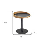Table d'appoint ronde sur pied 22 po en bois noir et naturel et en métal – 18