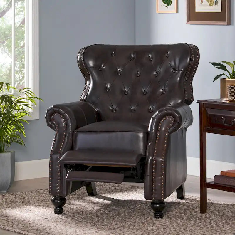 Fauteuil inclinable capitonné contemporain avec garniture cloutée