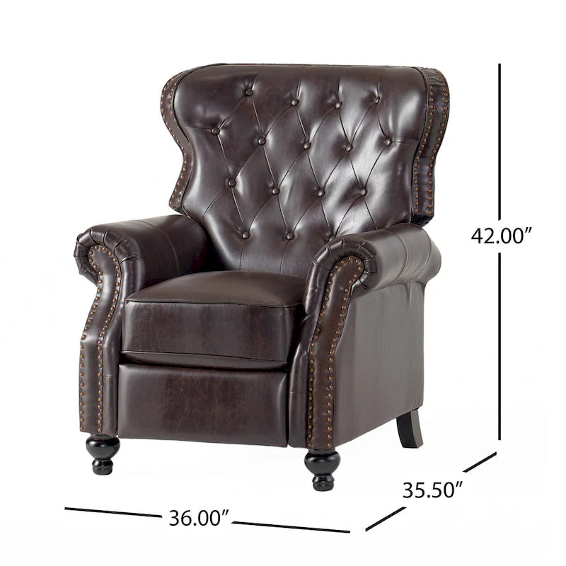 Fauteuil inclinable capitonné contemporain avec garniture cloutée