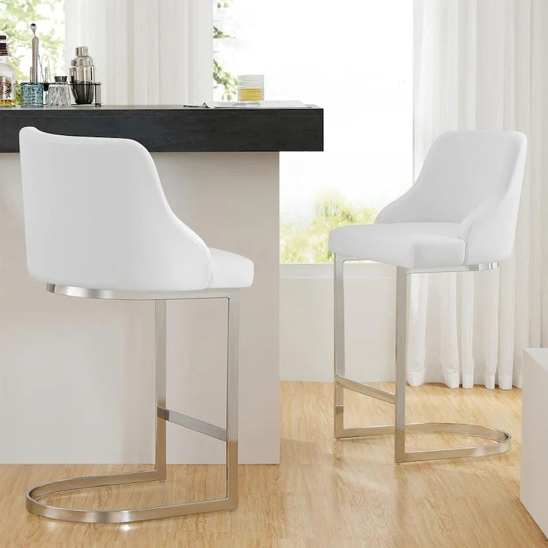 Velvet/Faux Leather Barstool, Counter Height Stools Set of 3 - 18.9W x 20.5D x 36.6H