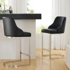 Tabouret de bar en velours/simili cuir, tabourets de comptoir (lot de 3) - 48 L x 52 P x 93 H cm