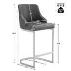 Tabouret de bar en velours/simili cuir, tabourets de comptoir (lot de 3) - 48 L x 52 P x 93 H cm