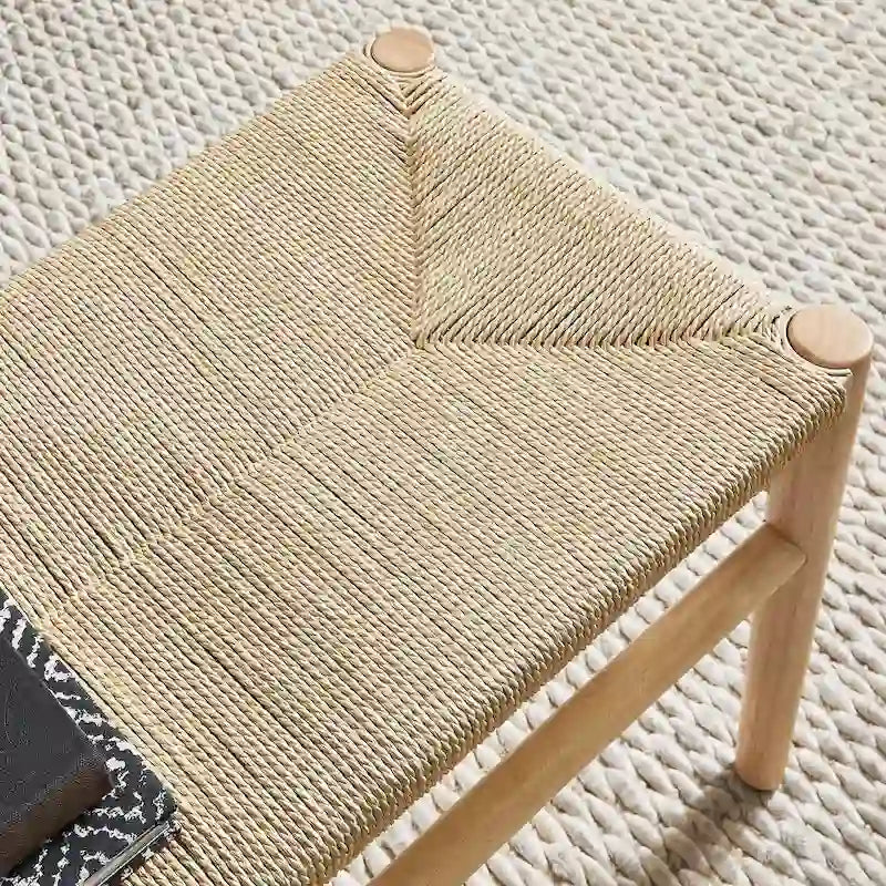 Banc en bois massif avec corde tressée