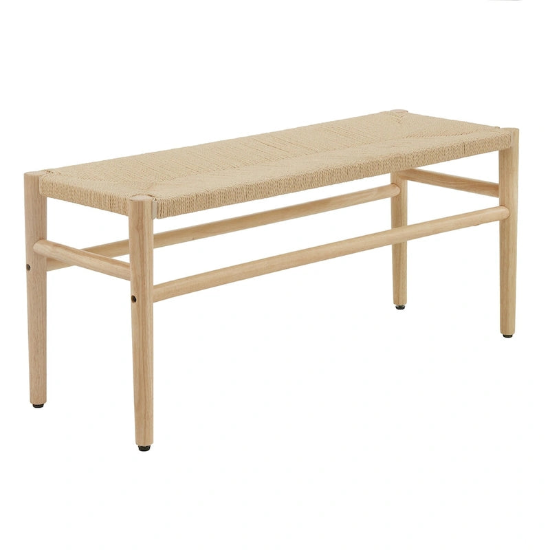Banc en bois massif avec corde tressée