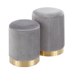 Poufs gigognes plissés contemporains, lot de 2
