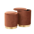Poufs gigognes plissés contemporains, lot de 2