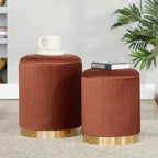 Poufs gigognes plissés contemporains, lot de 2