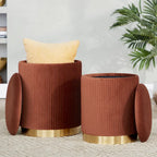 Poufs gigognes plissés contemporains, lot de 2